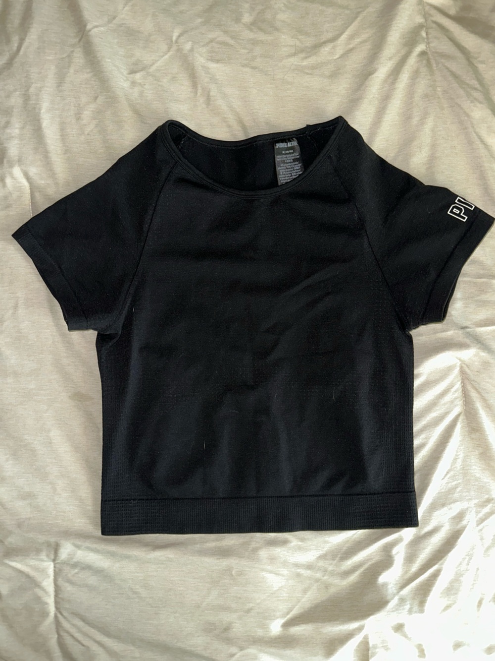 PINK Victoria's Secret Black Short Sleeve Crop Top